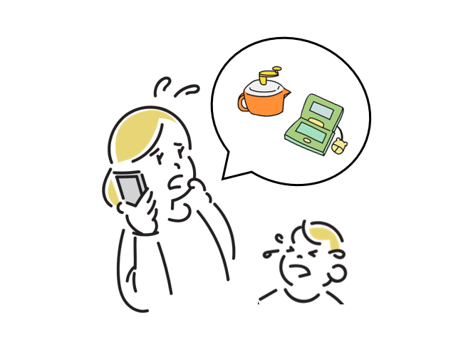 子供のおもちゃが壊れてコールセンターに電話している女性
